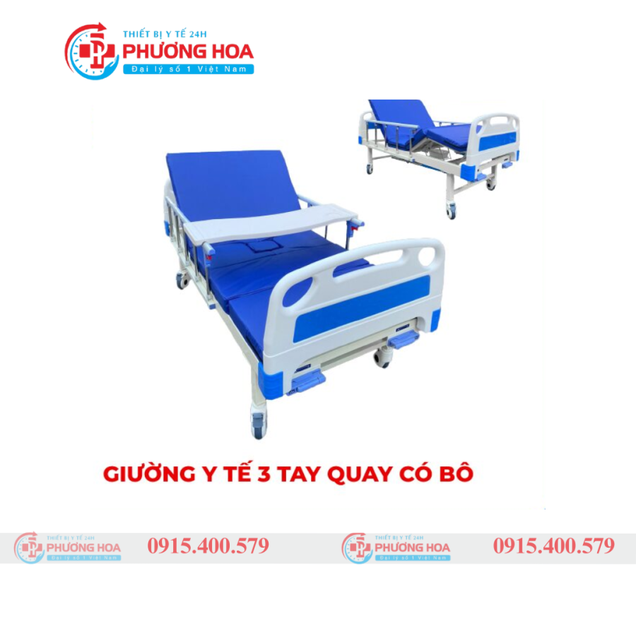 Giường Y Tế 2 Tay Quay Có Bô Oromi ZL-SYG2-1/A02-IV